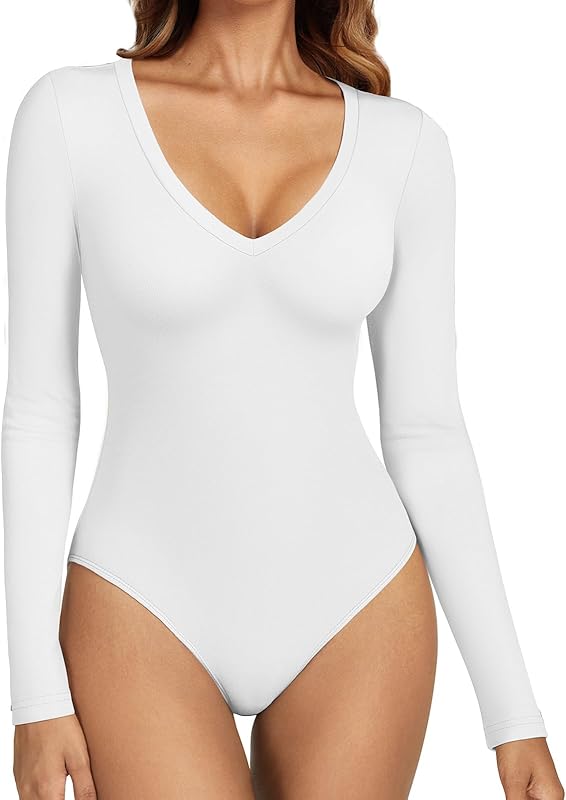 Women’s Deep V-Neck Long Sleeve Bodysuit