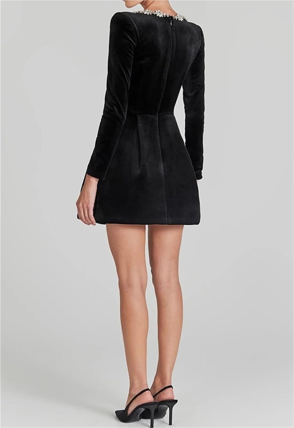Crystal Square Neck Velvet Mini Dress