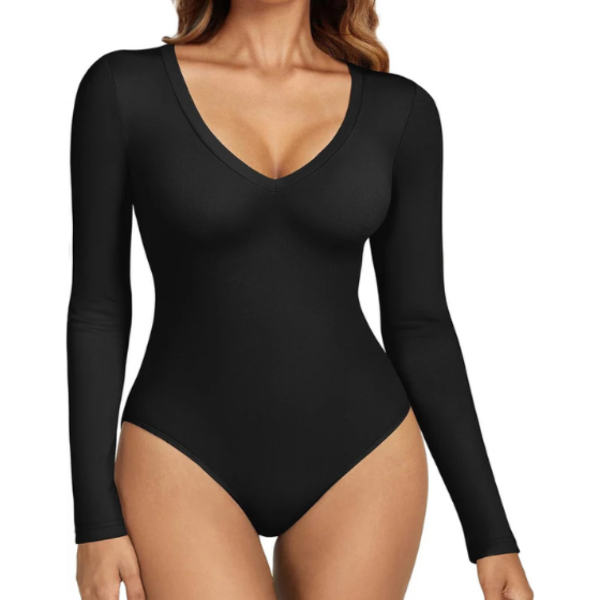 Women’s Deep V-Neck Long Sleeve Bodysuit