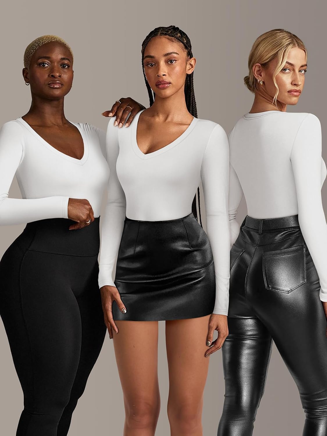 Women’s Deep V-Neck Long Sleeve Bodysuit